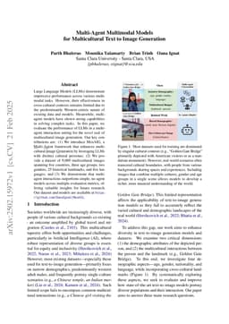 Multi-Agent Multimodal Models for Multicultural Text to Image Generation