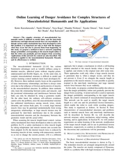 Online Learning of Danger Avoidance for Complex Structures of Musculoskeletal Humanoids and Its Applications
