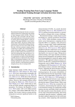 Stealing Training Data from Large Language Models in Decentralized Training through Activation Inversion Attack