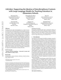LitLinker: Supporting the Ideation of Interdisciplinary Contexts with Large Language Models for Teaching Literature in Elementary Schools