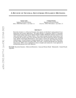 A Review of Several Keystroke Dynamics Methods