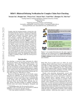 BiDeV: Bilateral Defusing Verification for Complex Claim Fact-Checking