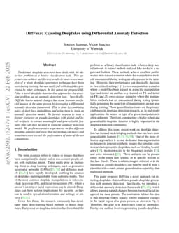 DiffFake: Exposing Deepfakes using Differential Anomaly Detection