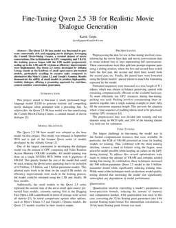 Fine-Tuning Qwen 2.5 3B for Realistic Movie Dialogue Generation