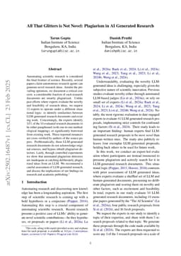All That Glitters is Not Novel: Plagiarism in AI Generated Research