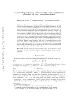 Deep unrolling for learning optimal spatially varying regularisation parameters for Total Generalised Variation