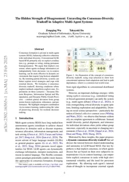 The Hidden Strength of Disagreement: Unraveling the Consensus-Diversity Tradeoff in Adaptive Multi-Agent Systems