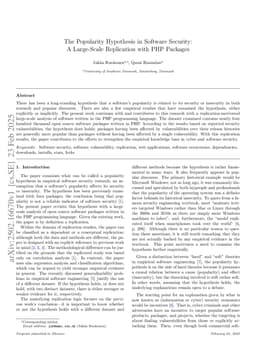 The Popularity Hypothesis in Software Security: A Large-Scale Replication with PHP Packages