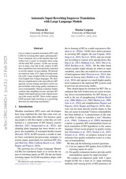 Automatic Input Rewriting Improves Translation with Large Language Models
