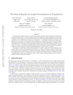 The Role of Sparsity for Length Generalization in Transformers