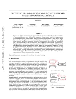 In-context learning of evolving data streams with tabular foundational models