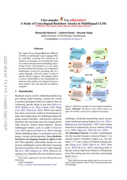 Char-mander Use mBackdoor! A Study of Cross-lingual Backdoor Attacks in Multilingual LLMs