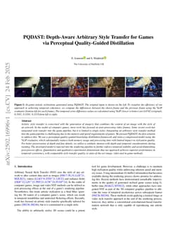 PQDAST: Depth-Aware Arbitrary Style Transfer for Games via Perceptual Quality-Guided Distillation