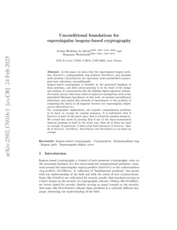 Unconditional foundations for supersingular isogeny-based cryptography