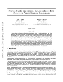 Moving Past Single Metrics: Exploring Short-Text Clustering Across Multiple Resolutions