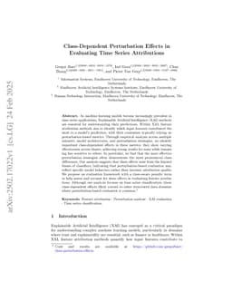 Class-Dependent Perturbation Effects in Evaluating Time Series Attributions