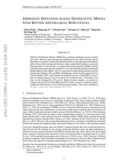 Improved Diffusion-based Generative Model with Better Adversarial Robustness