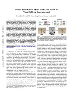 Tidiness Score-Guided Monte Carlo Tree Search for Visual Tabletop Rearrangement