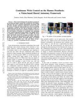 Continuous Wrist Control on the Hannes Prosthesis: a Vision-based Shared Autonomy Framework