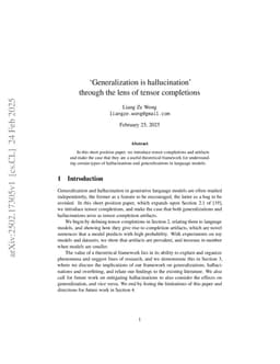 `Generalization is hallucination' through the lens of tensor completions