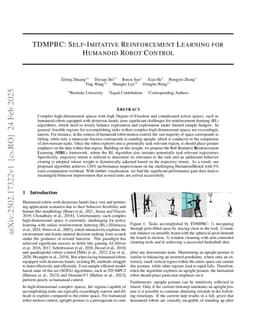 TDMPBC: Self-Imitative Reinforcement Learning for Humanoid Robot Control