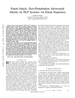 Emoti-Attack: Zero-Perturbation Adversarial Attacks on NLP Systems via Emoji Sequences