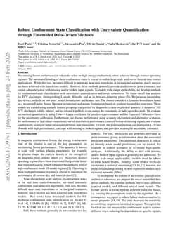 Robust Confinement State Classification with Uncertainty Quantification through Ensembled Data-Driven Methods