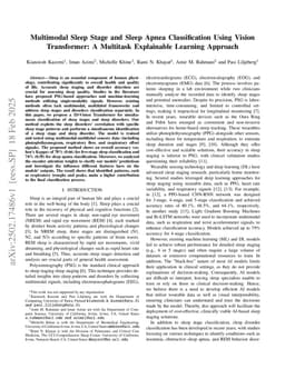 Multimodal Sleep Stage and Sleep Apnea Classification Using Vision Transformer: A Multitask Explainable Learning Approach