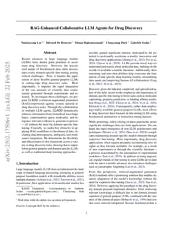 RAG-Enhanced Collaborative LLM Agents for Drug Discovery