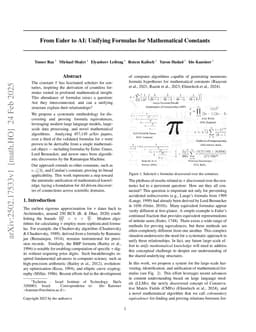 From Euler to AI: Unifying Formulas for Mathematical Constants