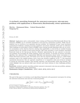 A stochastic smoothing framework for nonconvex-nonconcave min-sum-max problems with applications to Wasserstein distributionally robust optimization