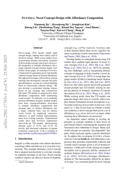 SYNTHIA: Novel Concept Design with Affordance Composition