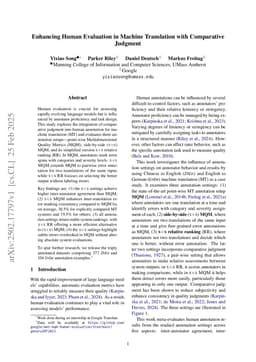 Enhancing Human Evaluation in Machine Translation with Comparative Judgment