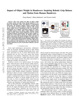 Impact of Object Weight in Handovers: Inspiring Robotic Grip Release and Motion from Human Handovers