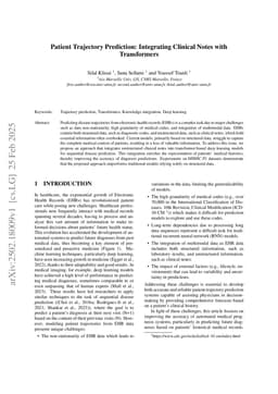 Patient Trajectory Prediction: Integrating Clinical Notes with Transformers