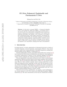 EU-Nets: Enhanced, Explainable and Parsimonious U-Nets