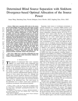 Determined Blind Source Separation with Sinkhorn Divergence-based Optimal Allocation of the Source Power