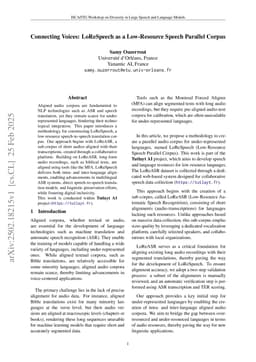 Connecting Voices: LoReSpeech as a Low-Resource Speech Parallel Corpus