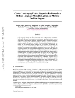 Citrus: Leveraging Expert Cognitive Pathways in a Medical Language Model for Advanced Medical Decision Support