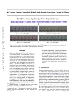 GCDance: Genre-Controlled 3D Full Body Dance Generation Driven By Music