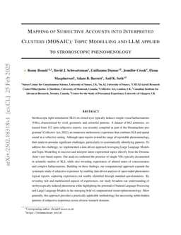 Mapping of Subjective Accounts into Interpreted Clusters (MOSAIC): Topic Modelling and LLM applied to Stroboscopic Phenomenology