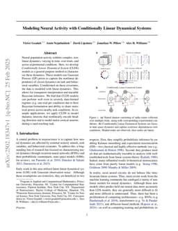 Modeling Neural Activity with Conditionally Linear Dynamical Systems