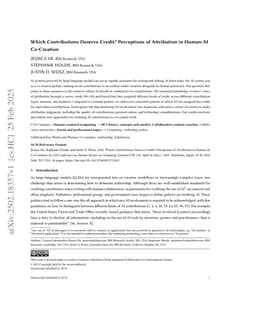Which Contributions Deserve Credit? Perceptions of Attribution in Human-AI Co-Creation