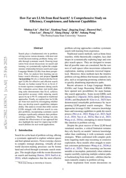 How Far are LLMs from Real Search? A Comprehensive Study on Efficiency, Completeness, and Inherent Capabilities