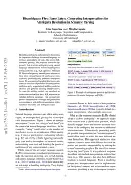 Disambiguate First Parse Later: Generating Interpretations for Ambiguity Resolution in Semantic Parsing