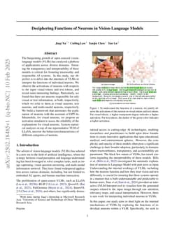 Deciphering Functions of Neurons in Vision-Language Models