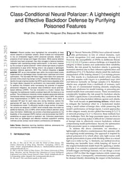 Class-Conditional Neural Polarizer: A Lightweight and Effective Backdoor Defense by Purifying Poisoned Features