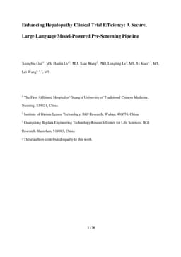 Enhancing Hepatopathy Clinical Trial Efficiency: A Secure, Large Language Model-Powered Pre-Screening Pipeline