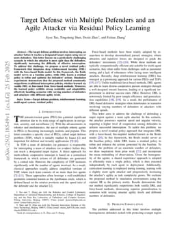 Target Defense with Multiple Defenders and an Agile Attacker via Residual Policy Learning