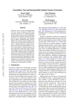 Neurobiber: Fast and Interpretable Stylistic Feature Extraction